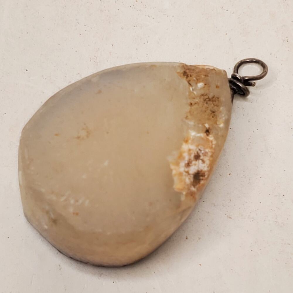 Vintage Pendant Teardrop Rock Crystal Quartz Polished 1 Inch
